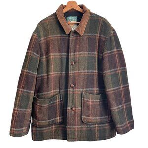 Vintage Mens Plaid Jacket Chore Barn Coat Size L Field Outdoor Workwear Hunting